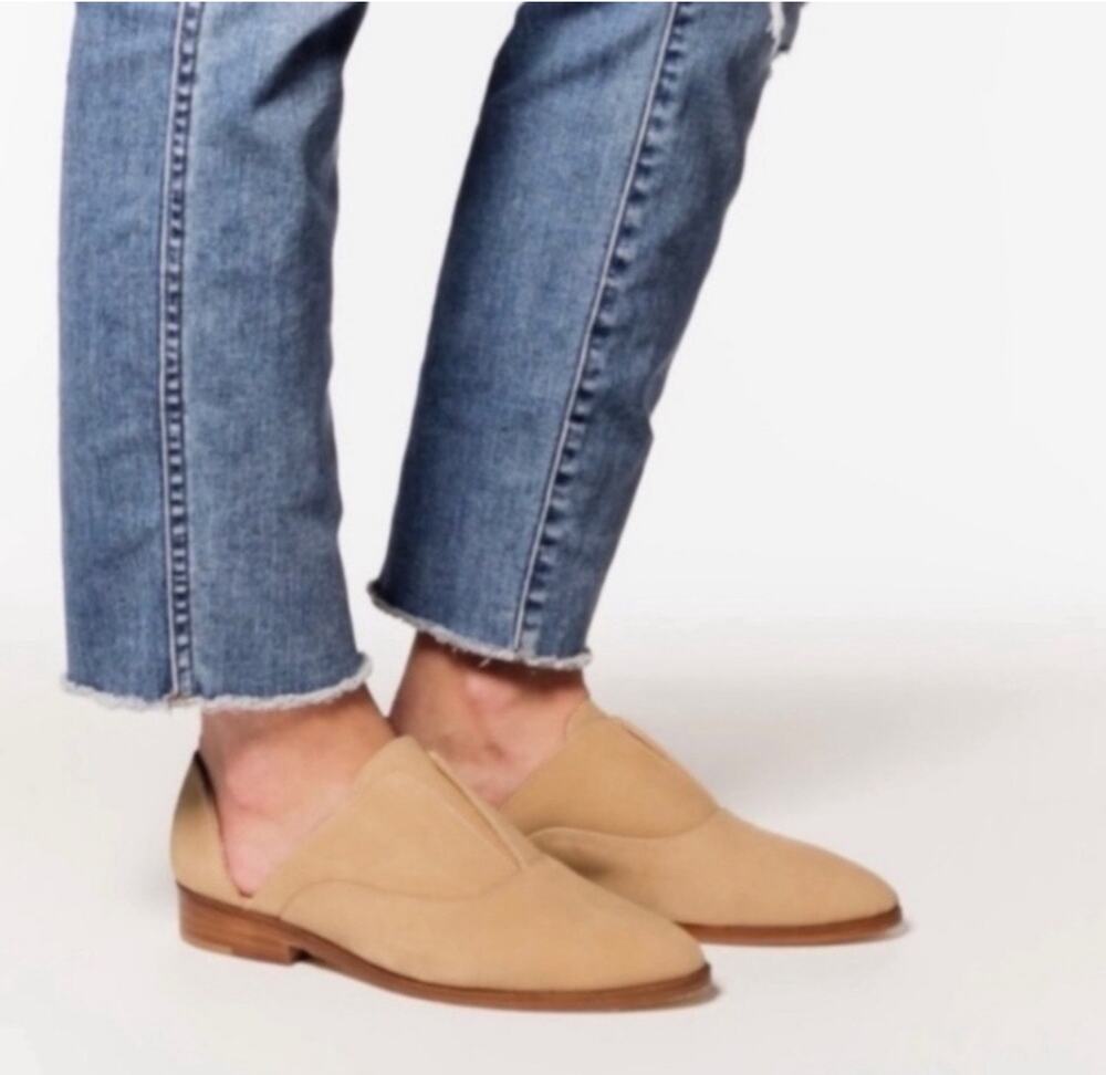 Nisolo Emma d'Orsay Oxford Flats Tan Leather Distressed Size 7.5